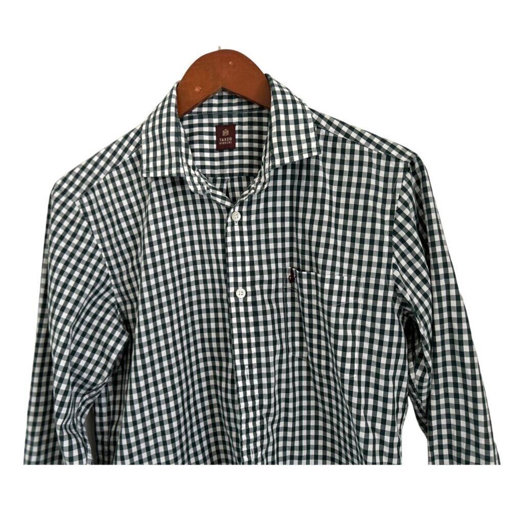 Takeo Kikuchi Checkered Plaid Button Down Shirt Sz 2/Small Made in Japan